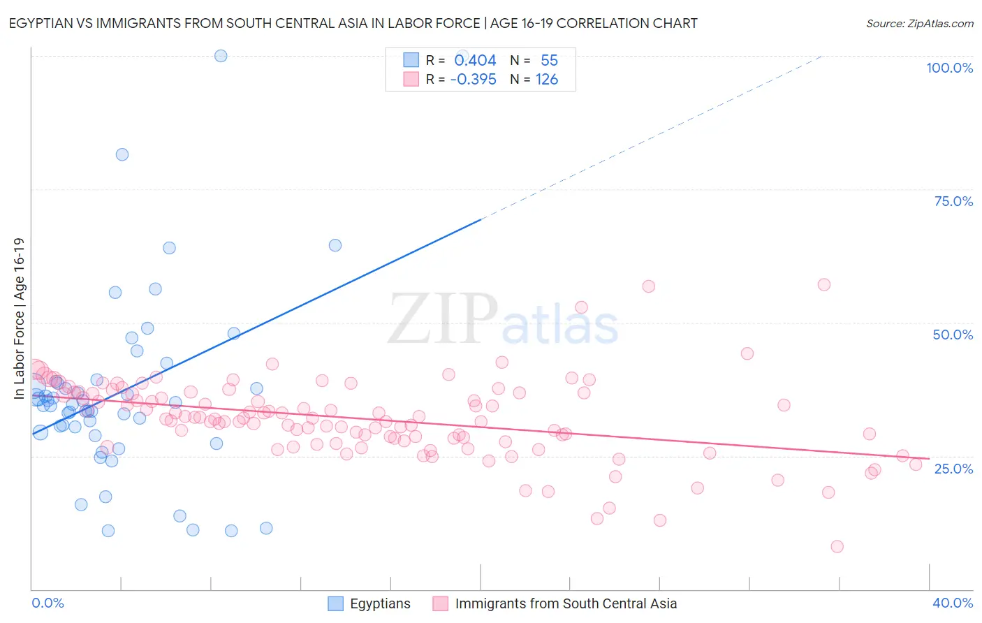 Egyptian vs Immigrants from South Central Asia In Labor Force | Age 16-19