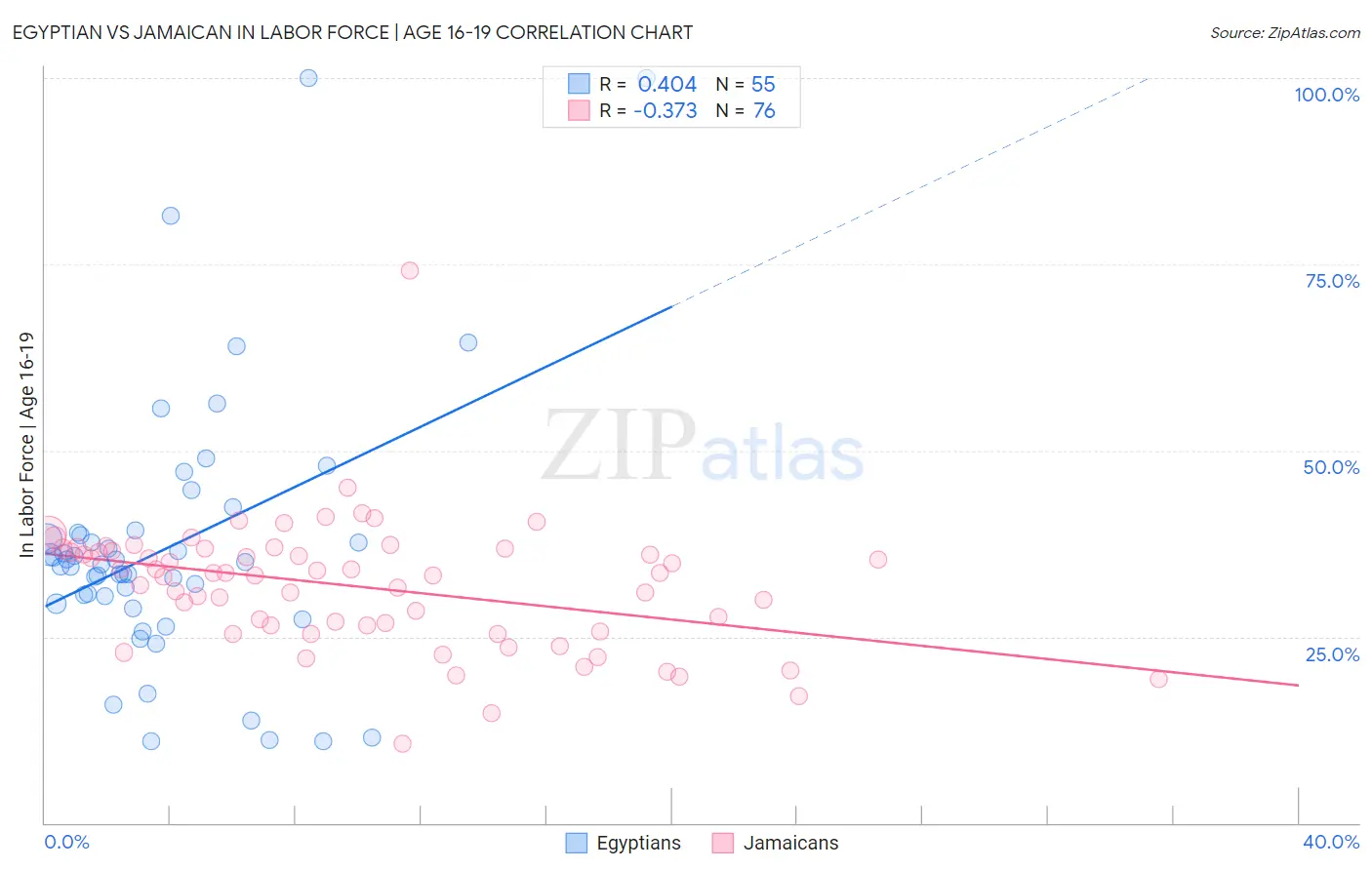 Egyptian vs Jamaican In Labor Force | Age 16-19