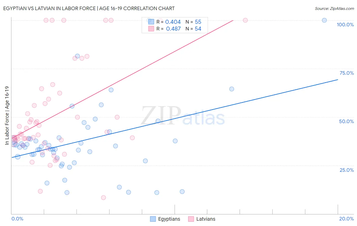 Egyptian vs Latvian In Labor Force | Age 16-19
