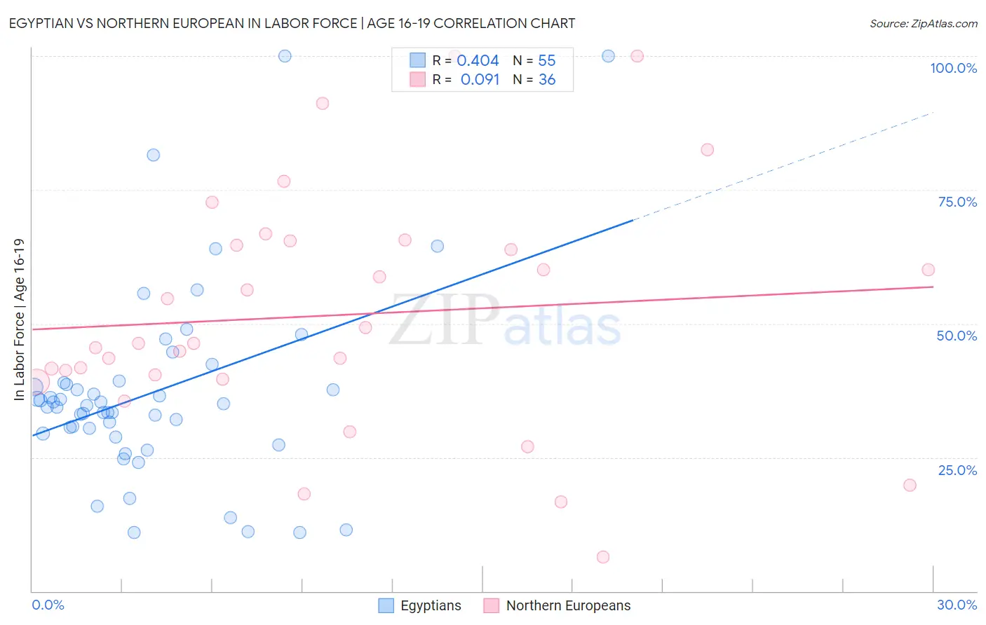 Egyptian vs Northern European In Labor Force | Age 16-19