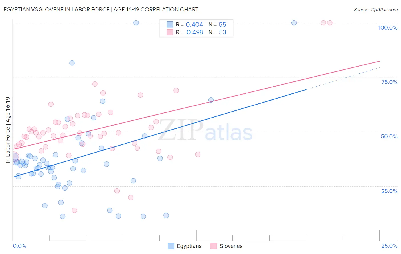 Egyptian vs Slovene In Labor Force | Age 16-19