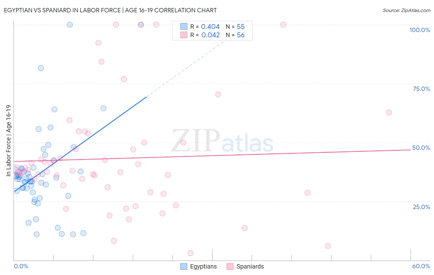 Egyptian vs Spaniard In Labor Force | Age 16-19
