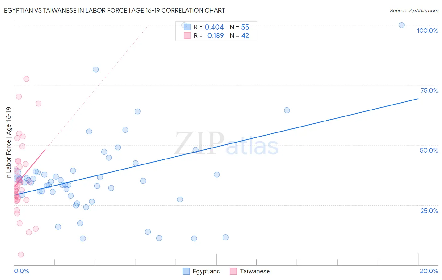 Egyptian vs Taiwanese In Labor Force | Age 16-19