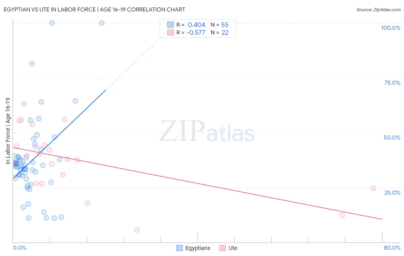 Egyptian vs Ute In Labor Force | Age 16-19