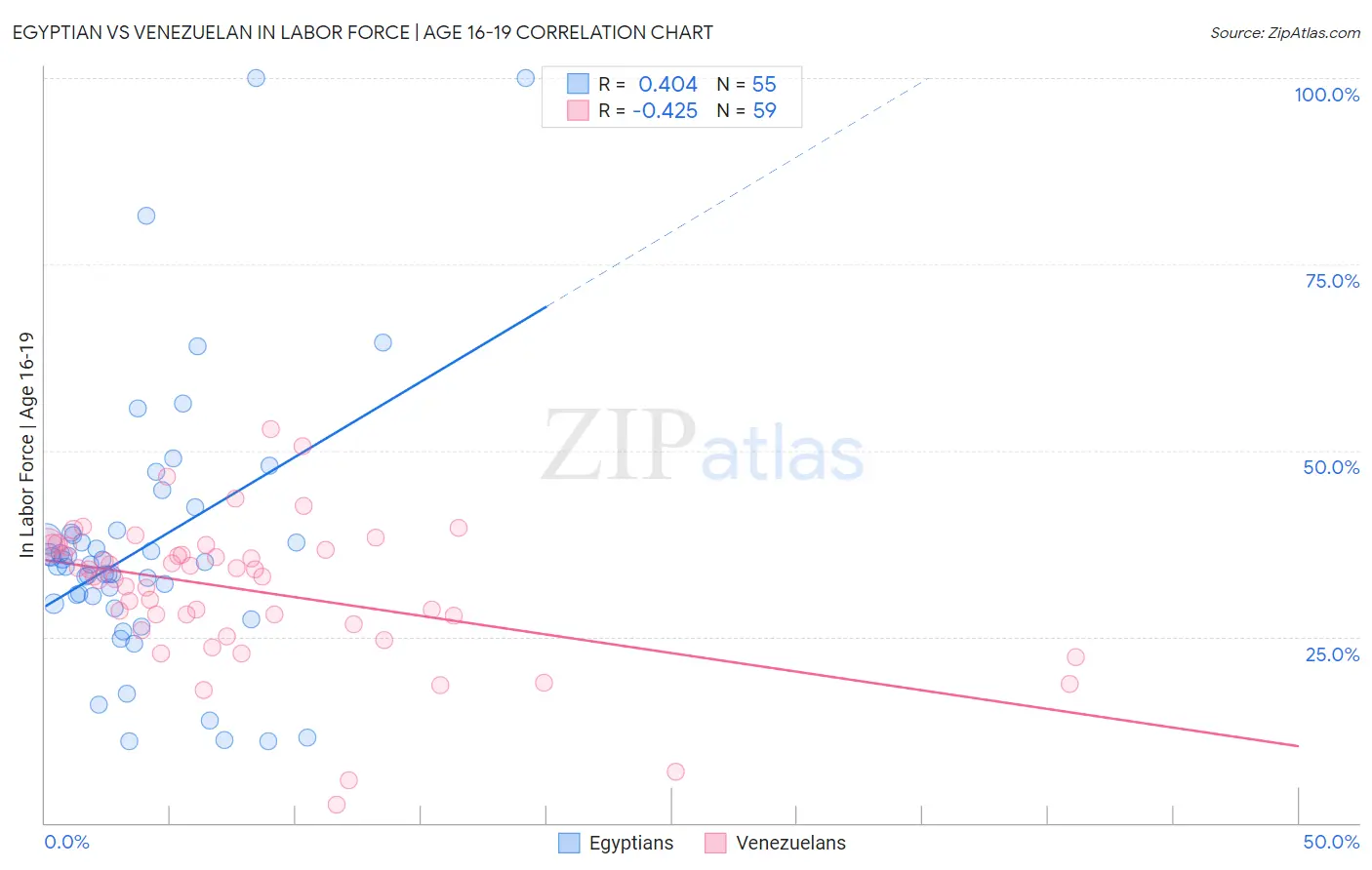 Egyptian vs Venezuelan In Labor Force | Age 16-19