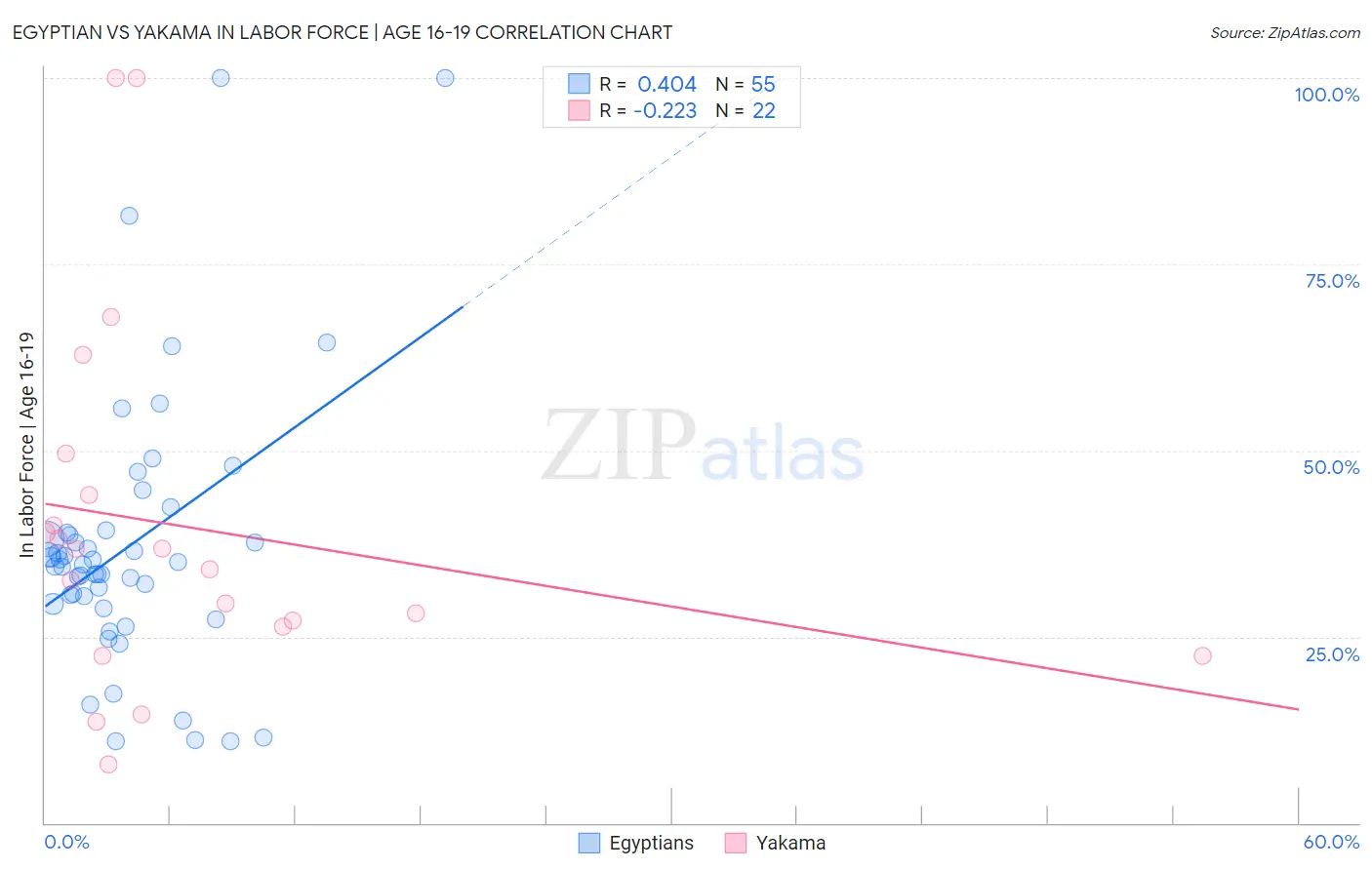 Egyptian vs Yakama In Labor Force | Age 16-19