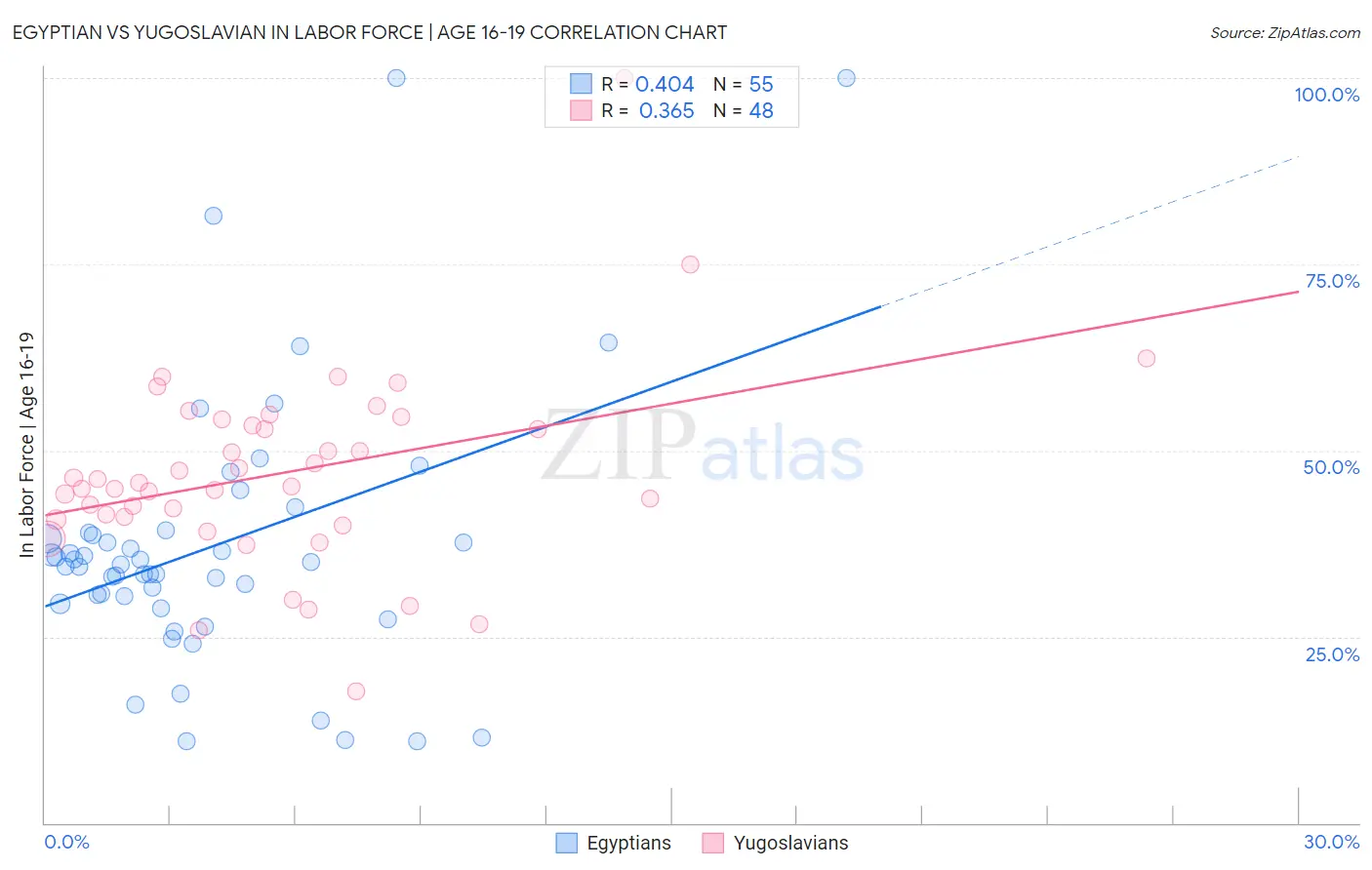 Egyptian vs Yugoslavian In Labor Force | Age 16-19
