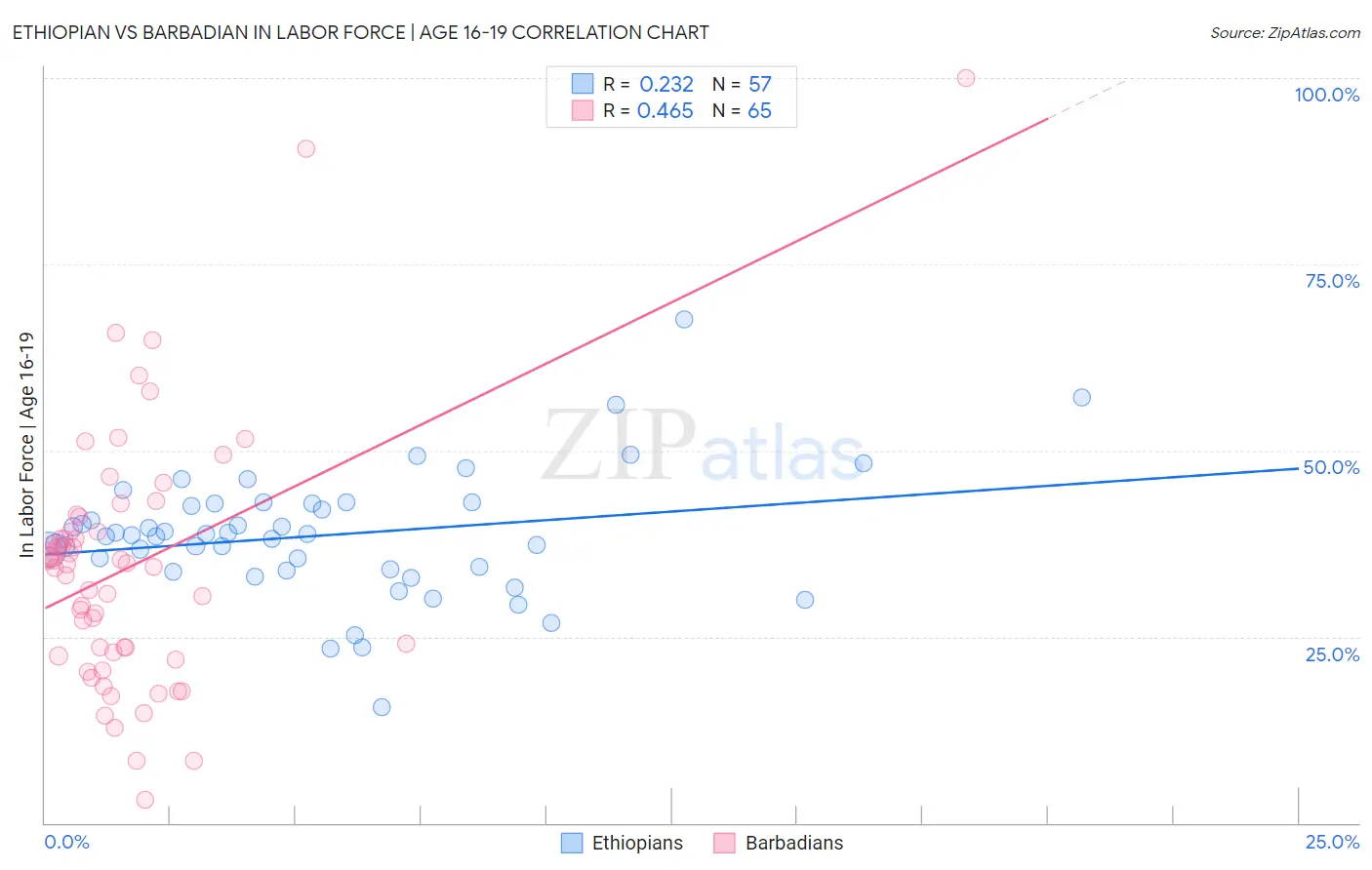 Ethiopian vs Barbadian In Labor Force | Age 16-19