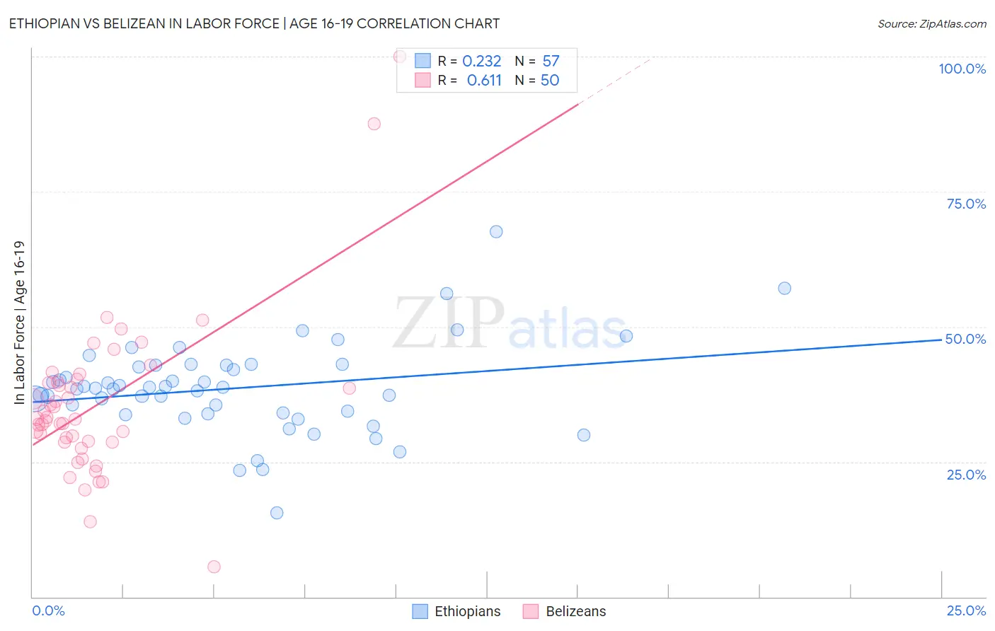 Ethiopian vs Belizean In Labor Force | Age 16-19