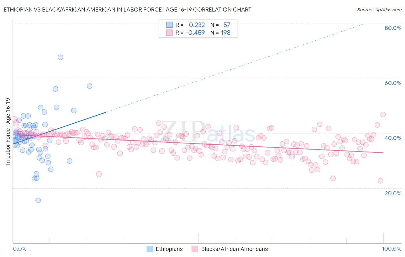Ethiopian vs Black/African American In Labor Force | Age 16-19