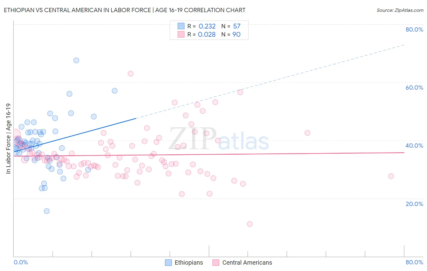 Ethiopian vs Central American In Labor Force | Age 16-19