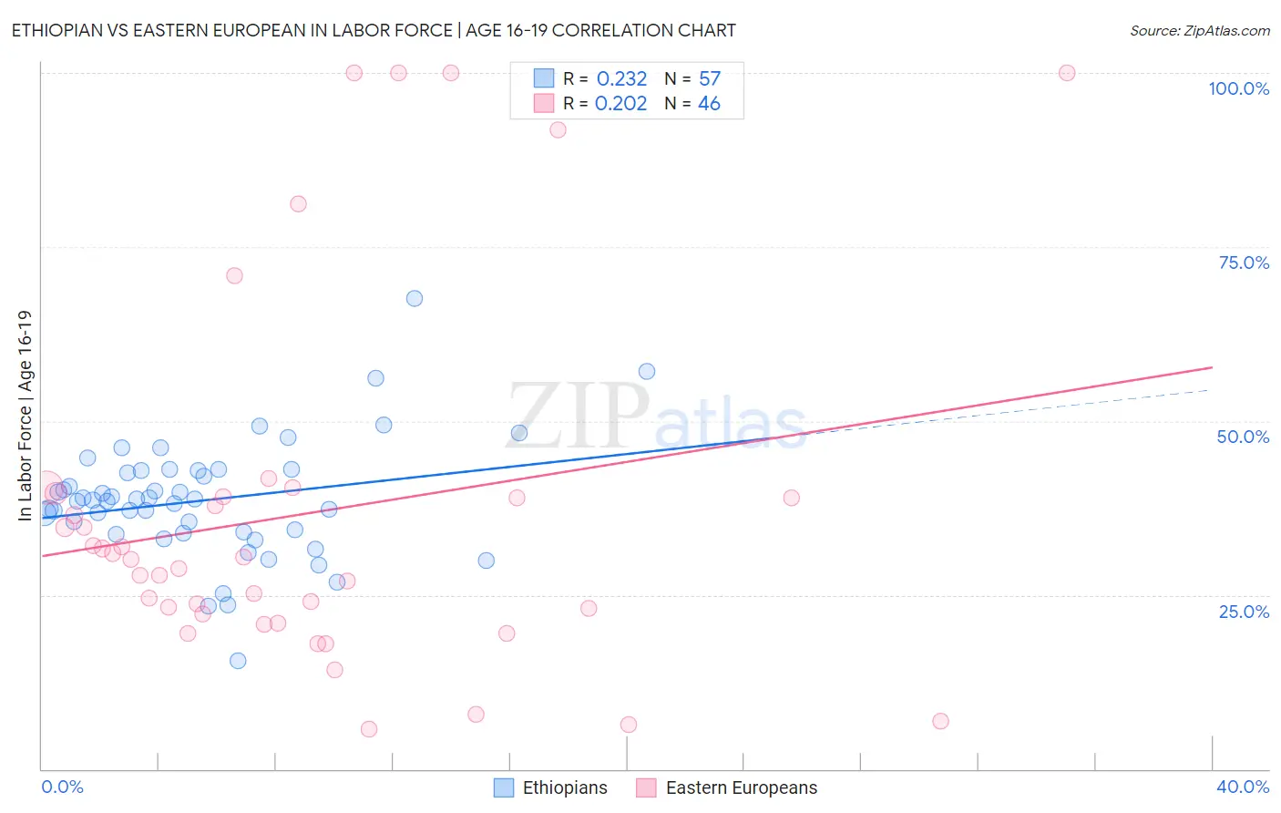 Ethiopian vs Eastern European In Labor Force | Age 16-19