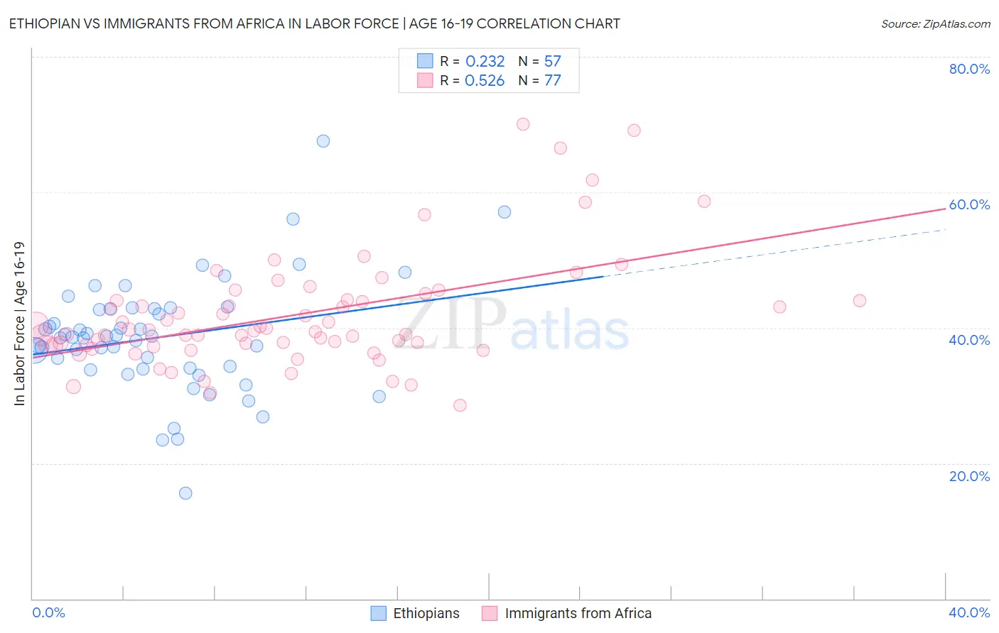 Ethiopian vs Immigrants from Africa In Labor Force | Age 16-19
