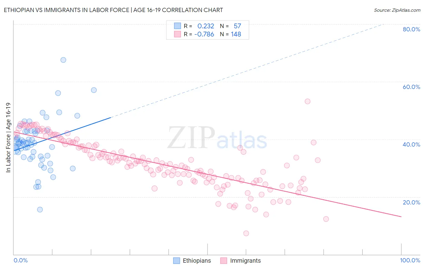 Ethiopian vs Immigrants In Labor Force | Age 16-19