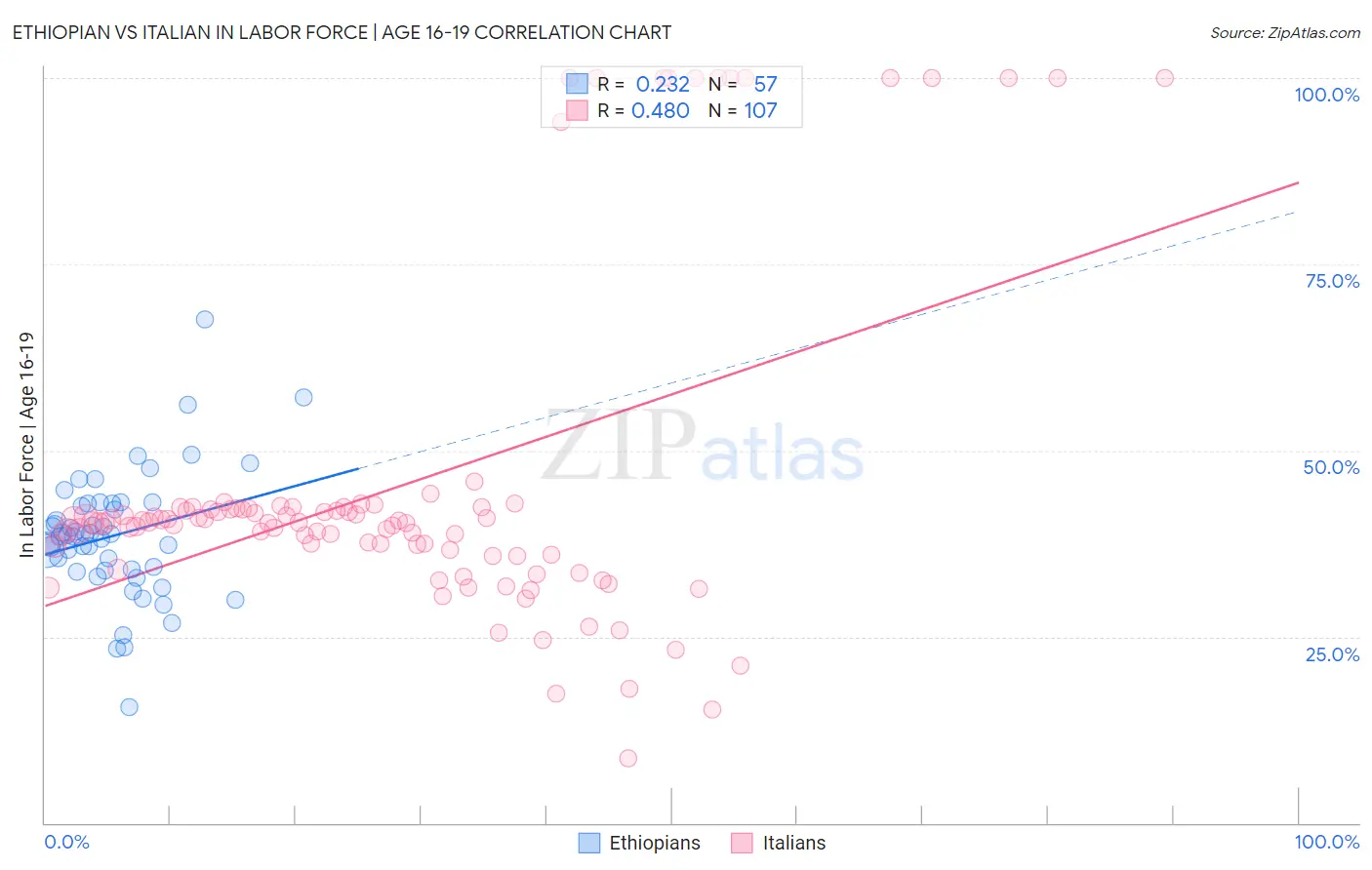 Ethiopian vs Italian In Labor Force | Age 16-19