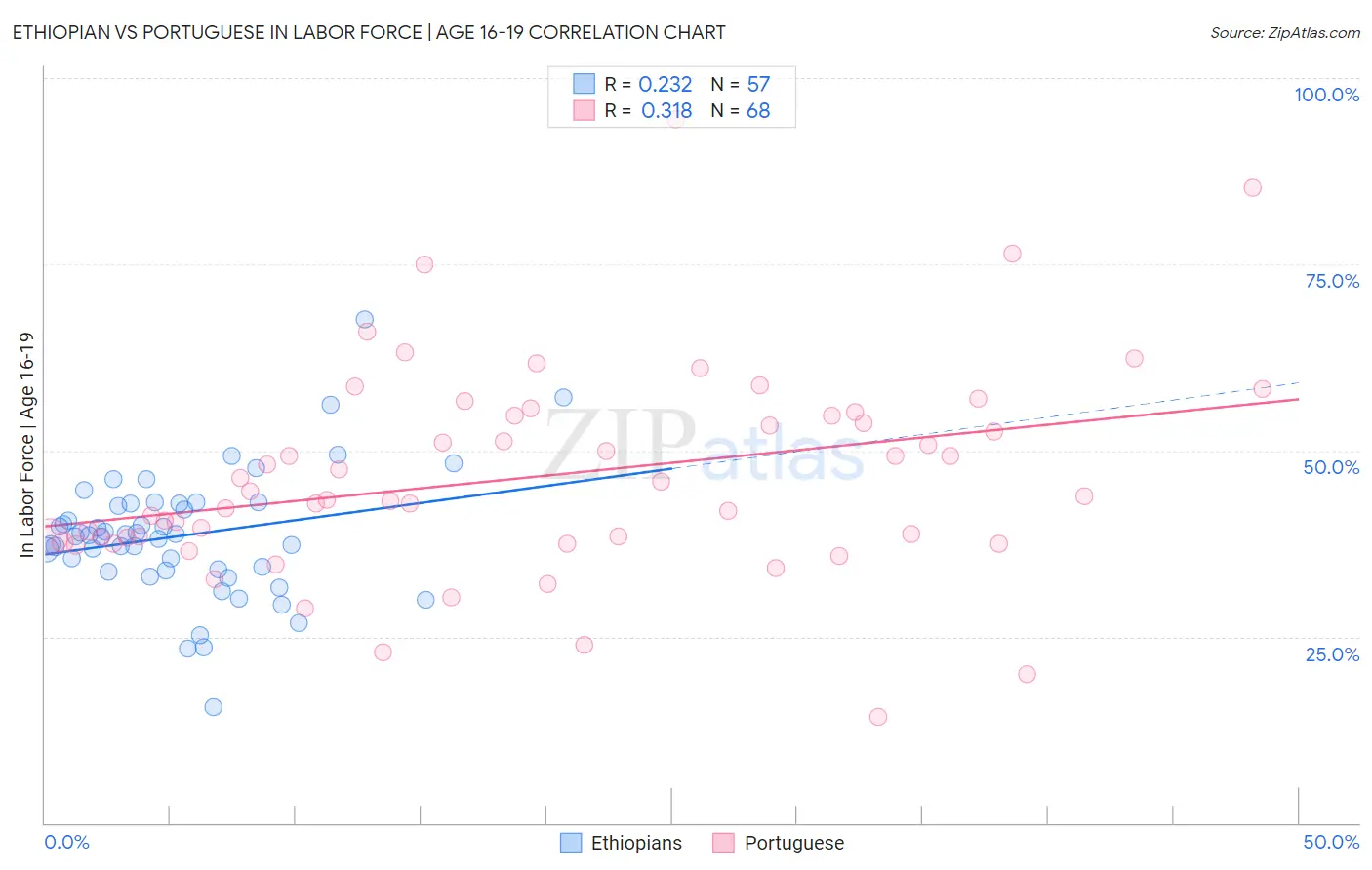 Ethiopian vs Portuguese In Labor Force | Age 16-19