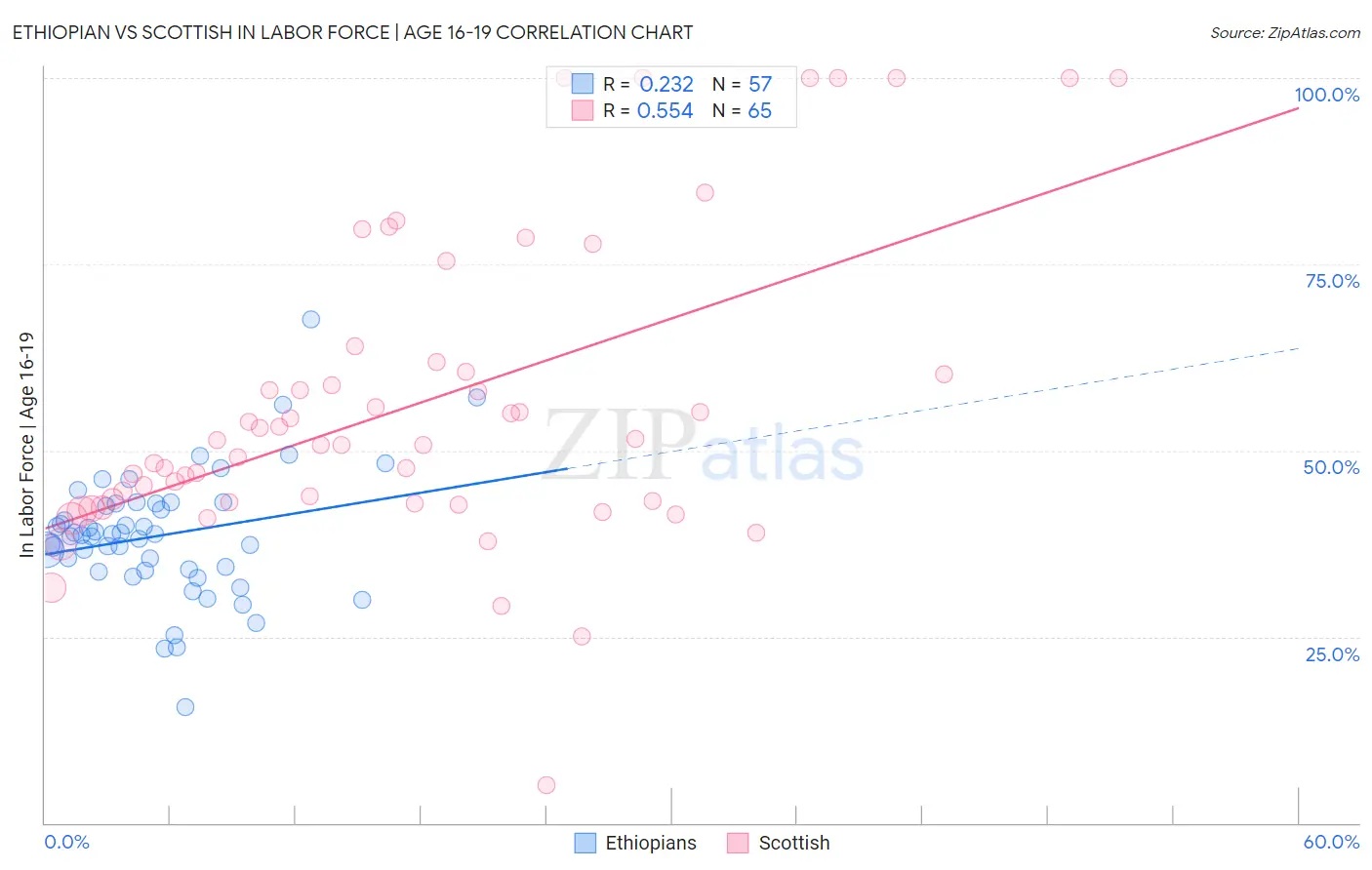 Ethiopian vs Scottish In Labor Force | Age 16-19