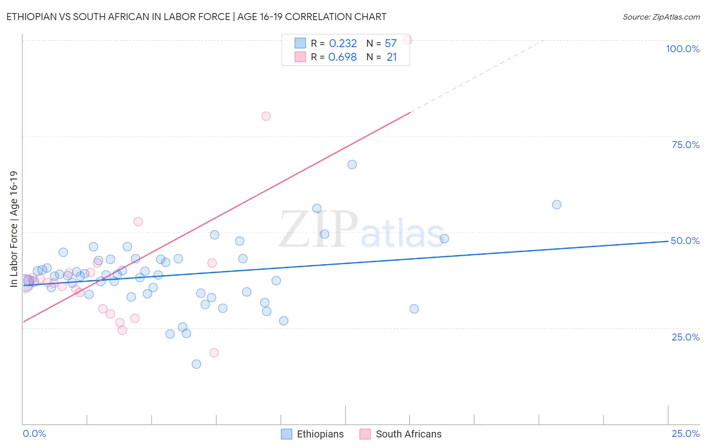 Ethiopian vs South African In Labor Force | Age 16-19