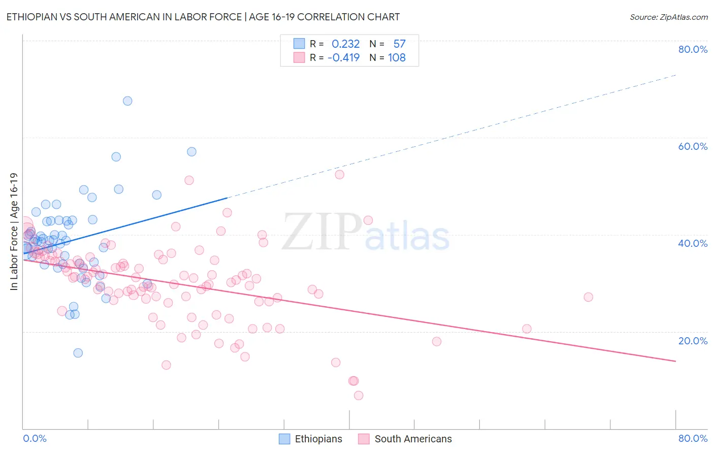 Ethiopian vs South American In Labor Force | Age 16-19