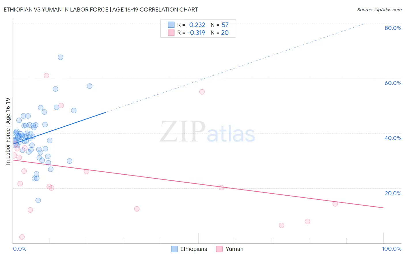 Ethiopian vs Yuman In Labor Force | Age 16-19