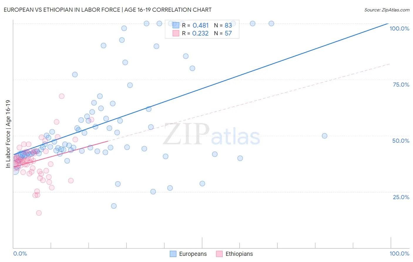 European vs Ethiopian In Labor Force | Age 16-19