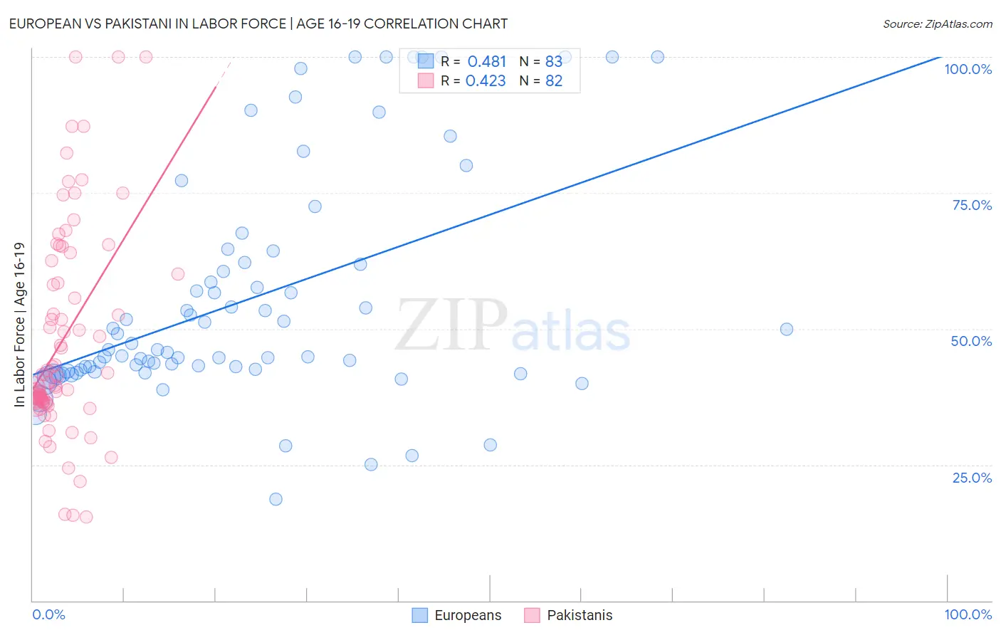 European vs Pakistani In Labor Force | Age 16-19