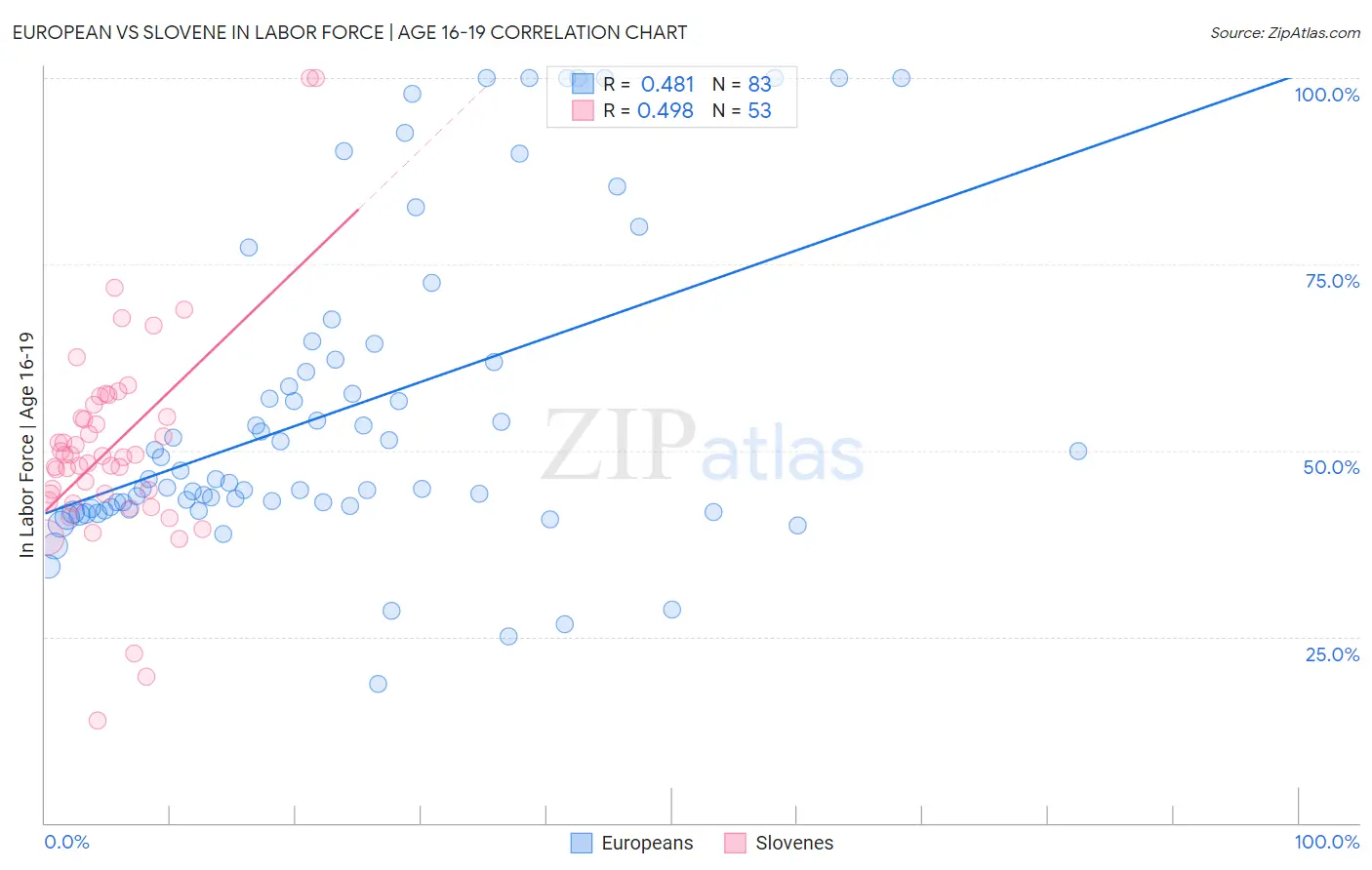 European vs Slovene In Labor Force | Age 16-19