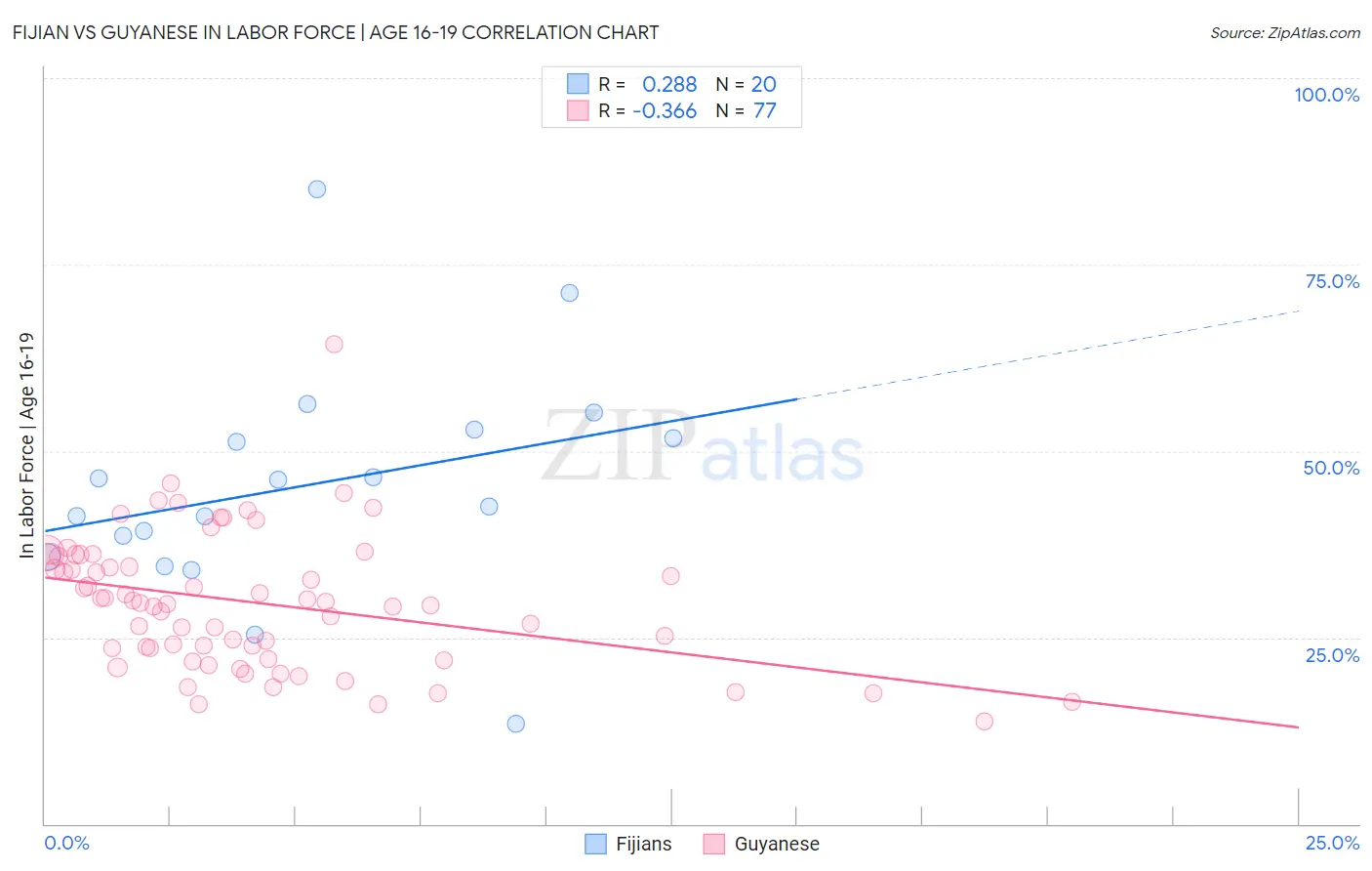 Fijian vs Guyanese In Labor Force | Age 16-19