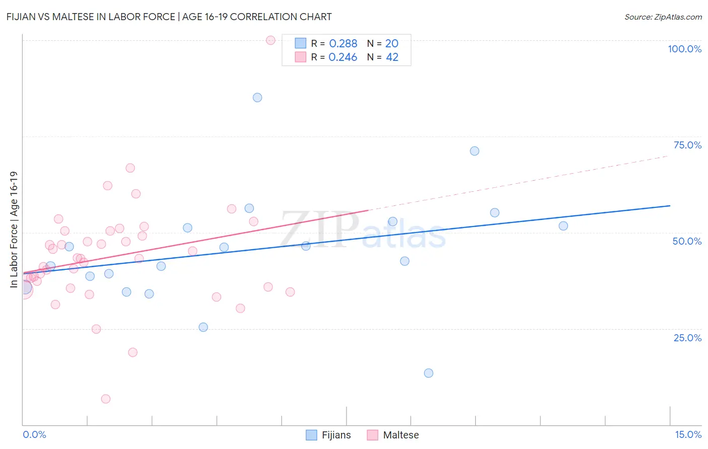 Fijian vs Maltese In Labor Force | Age 16-19