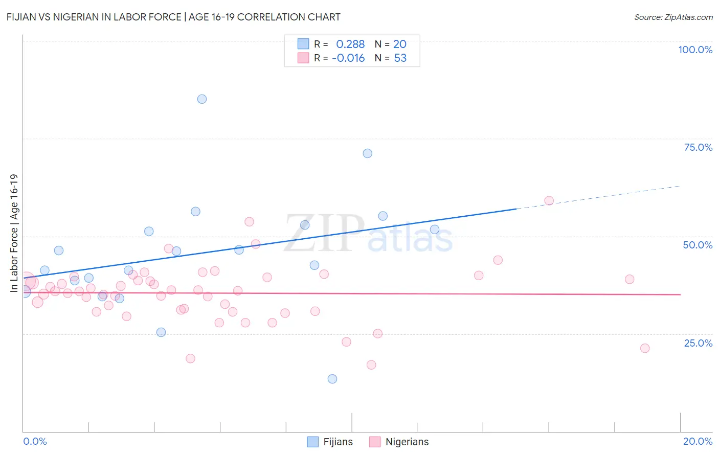 Fijian vs Nigerian In Labor Force | Age 16-19