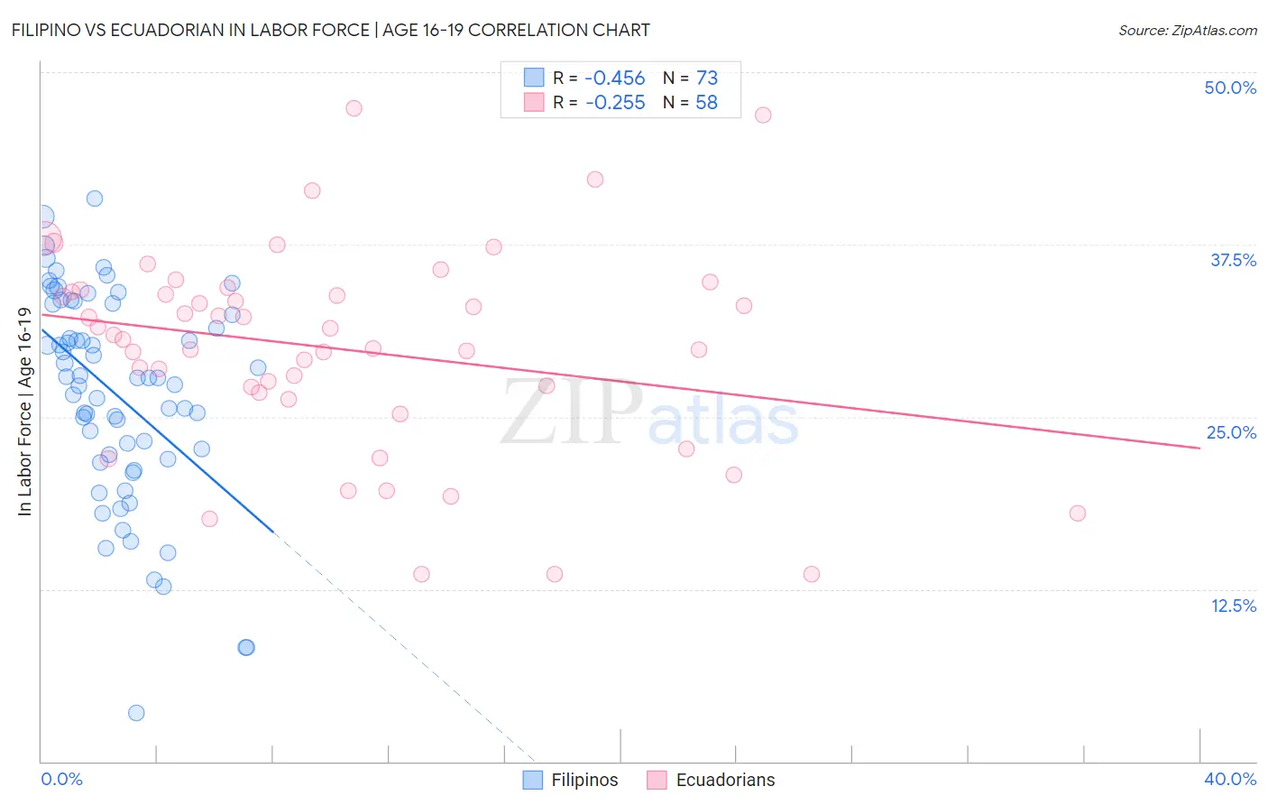 Filipino vs Ecuadorian In Labor Force | Age 16-19