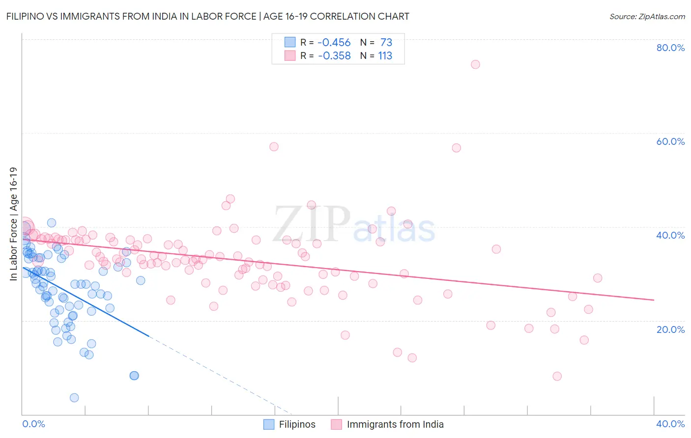 Filipino vs Immigrants from India In Labor Force | Age 16-19