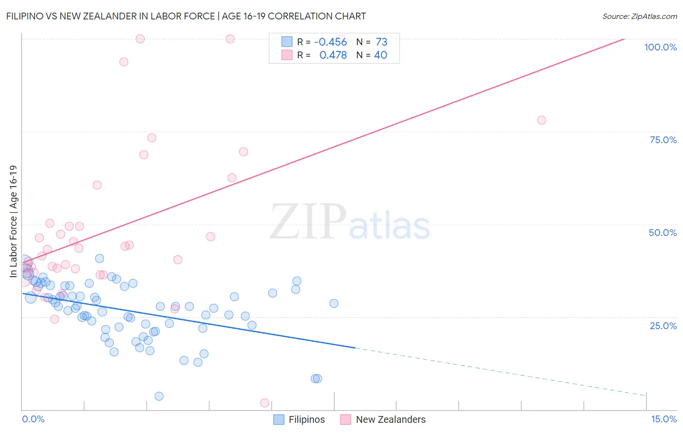 Filipino vs New Zealander In Labor Force | Age 16-19