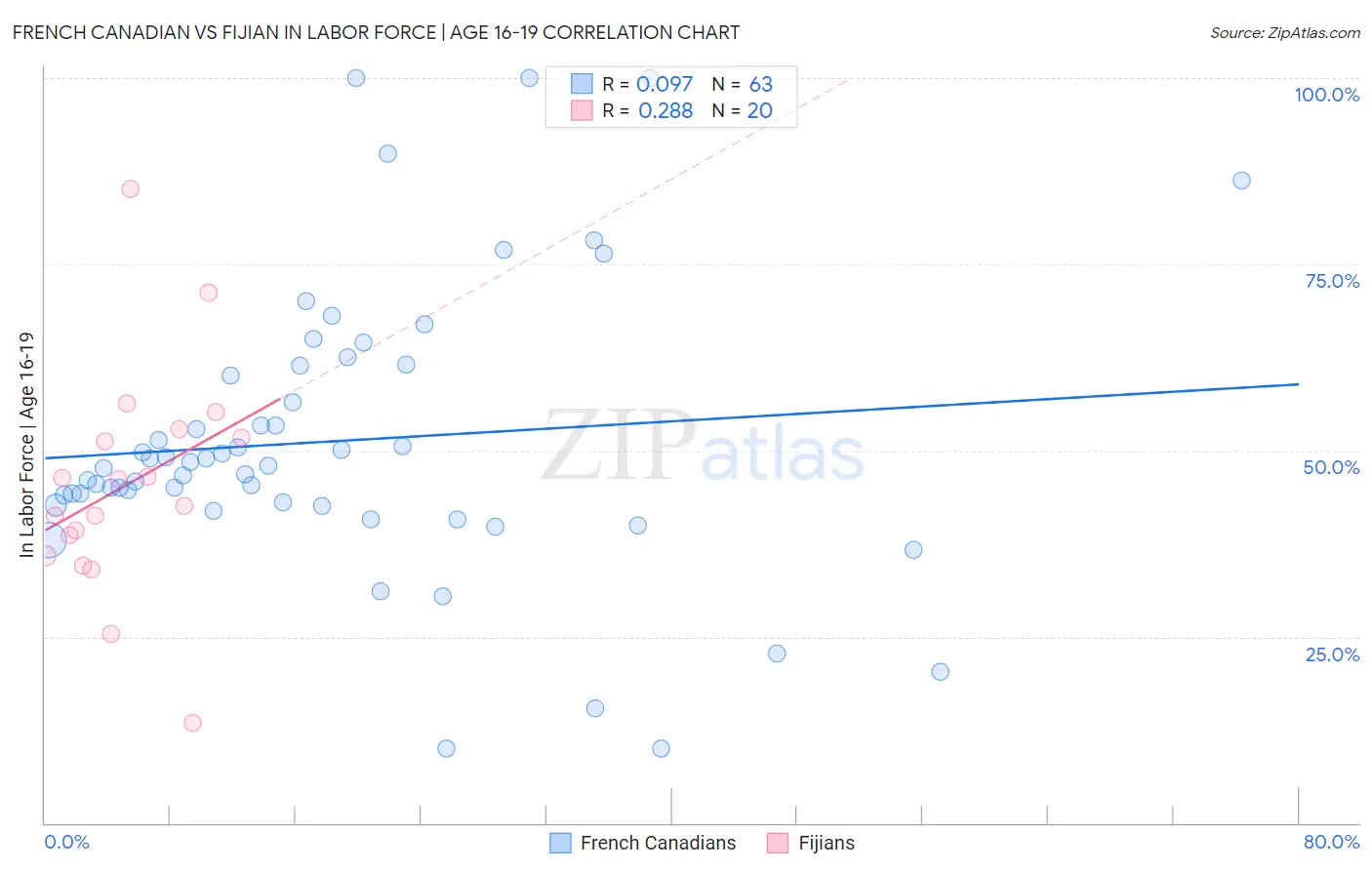 French Canadian vs Fijian In Labor Force | Age 16-19
