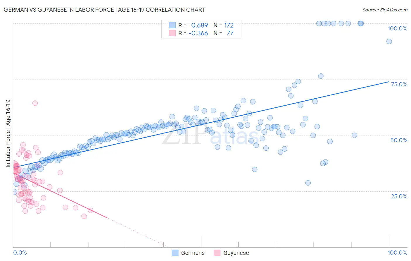 German vs Guyanese In Labor Force | Age 16-19