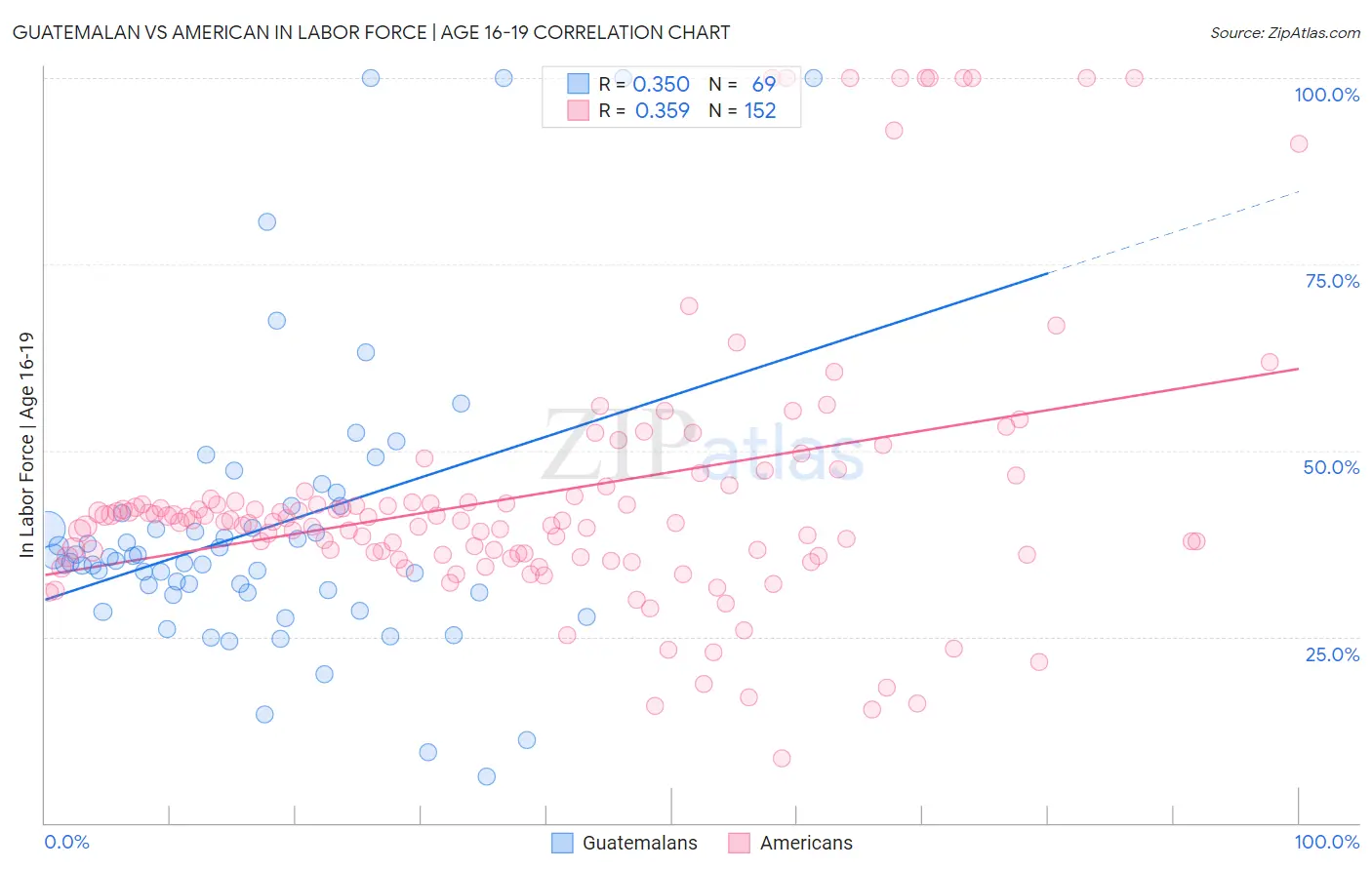 Guatemalan vs American In Labor Force | Age 16-19