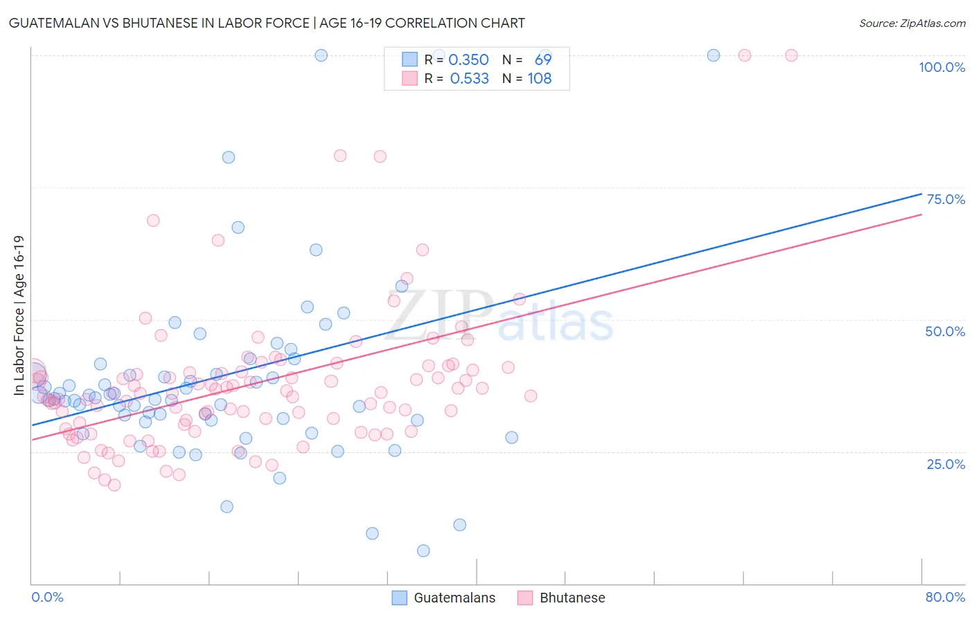 Guatemalan vs Bhutanese In Labor Force | Age 16-19