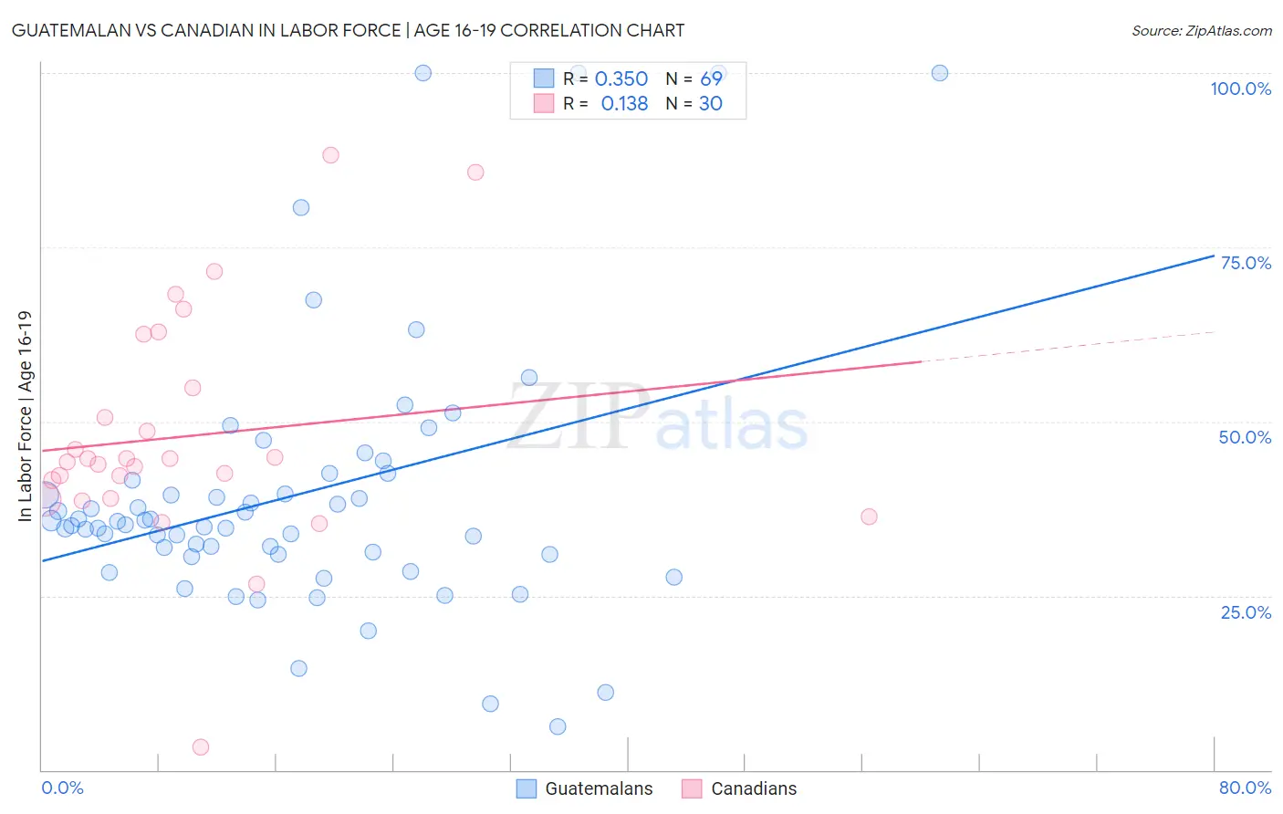 Guatemalan vs Canadian In Labor Force | Age 16-19