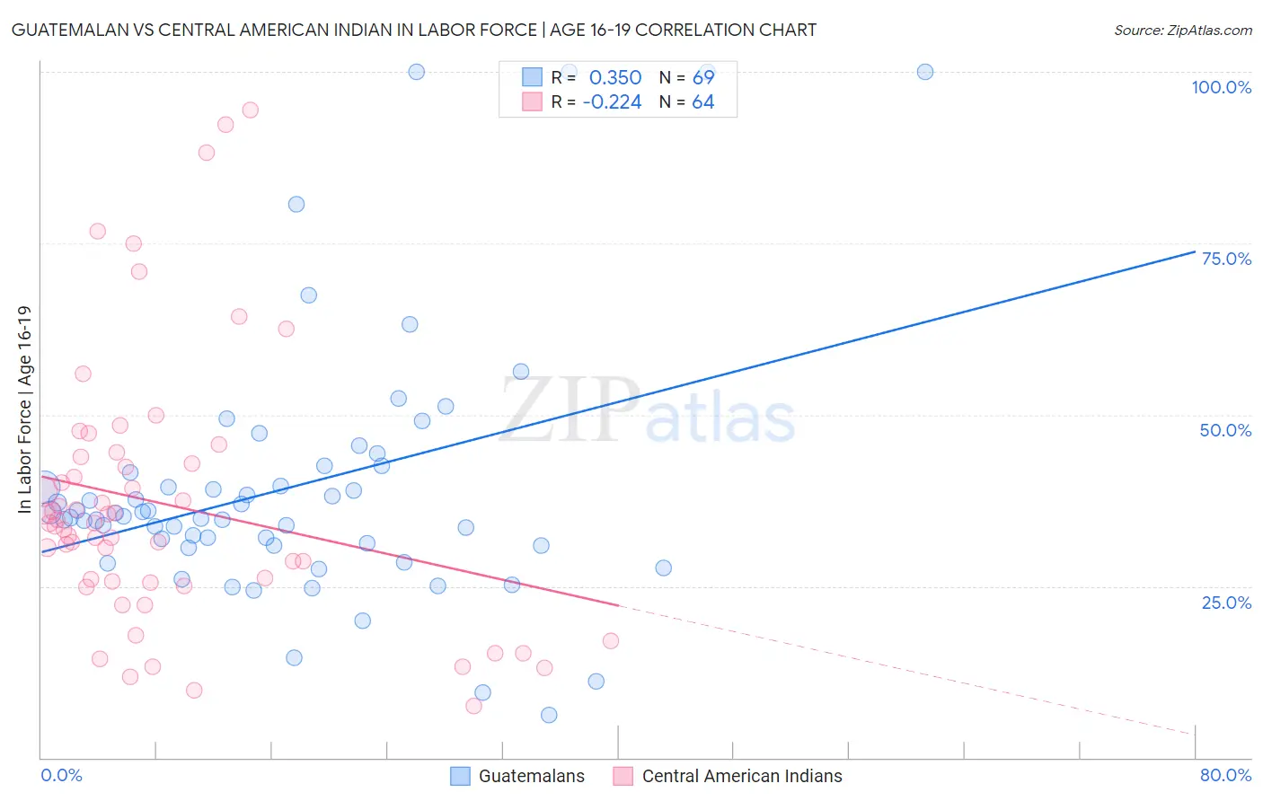 Guatemalan vs Central American Indian In Labor Force | Age 16-19