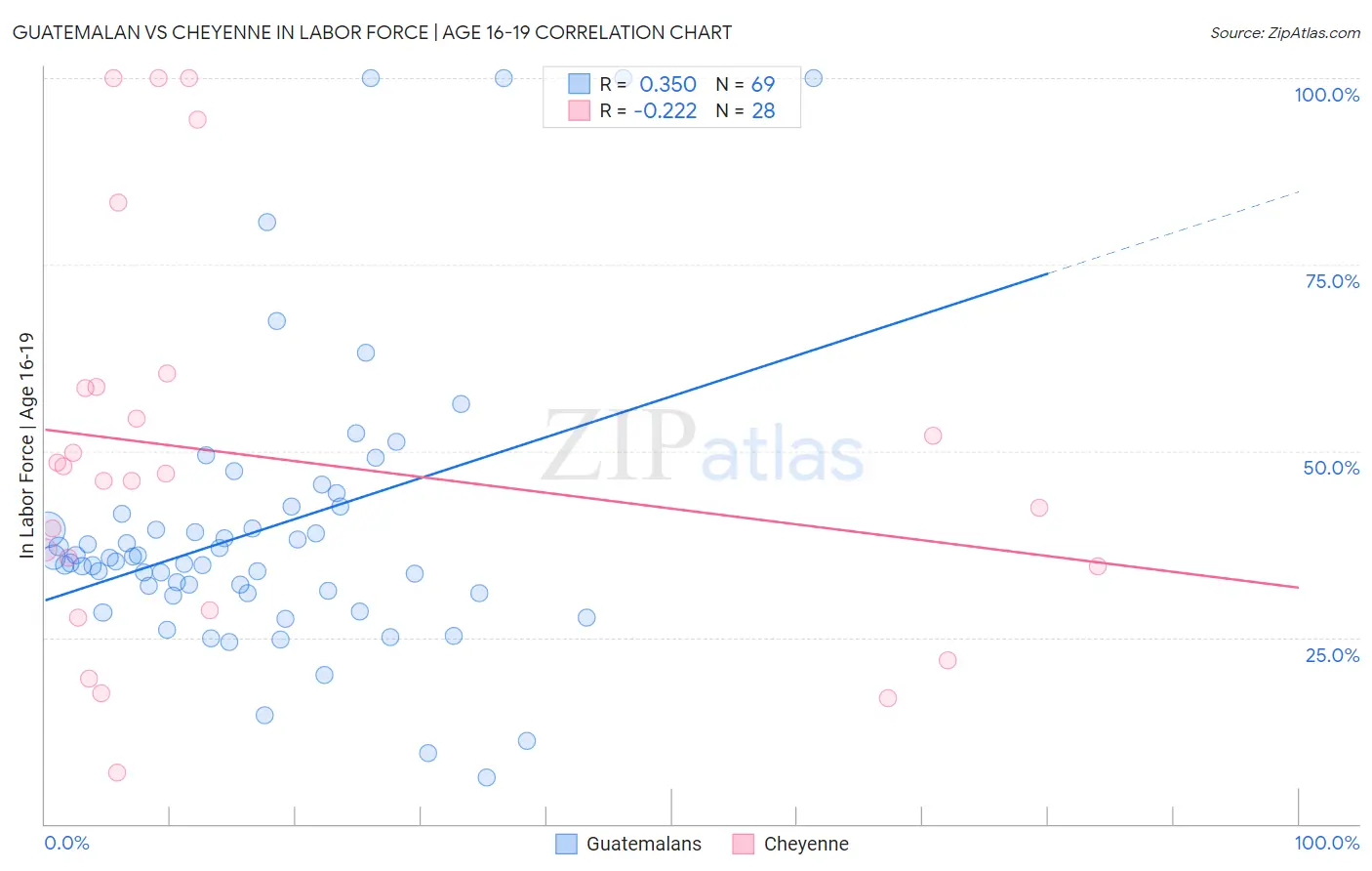 Guatemalan vs Cheyenne In Labor Force | Age 16-19