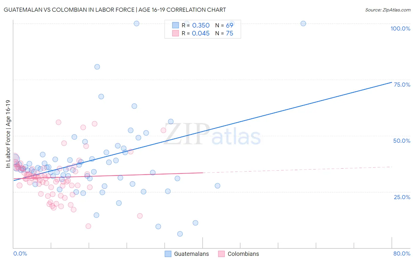 Guatemalan vs Colombian In Labor Force | Age 16-19