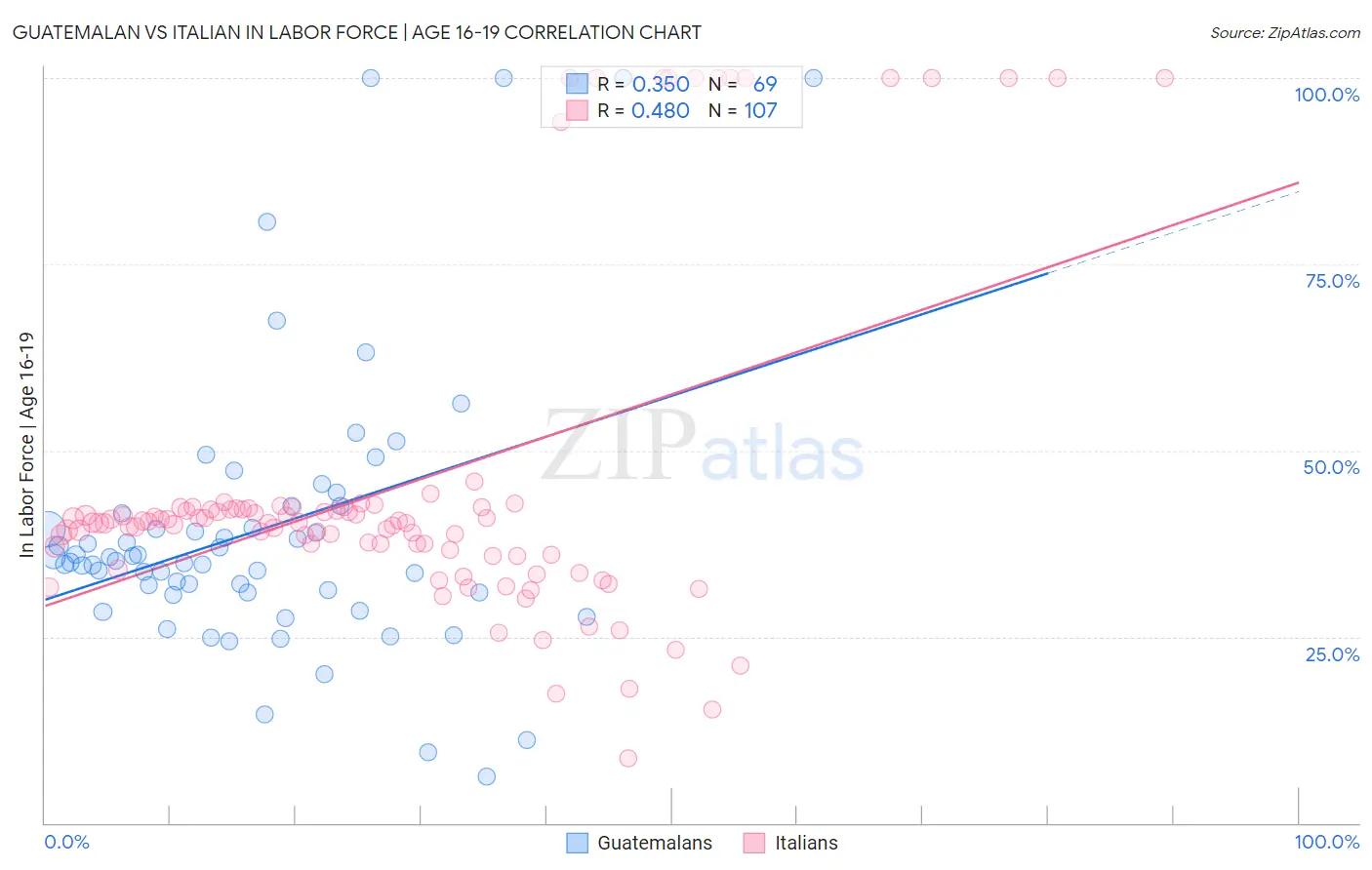 Guatemalan vs Italian In Labor Force | Age 16-19