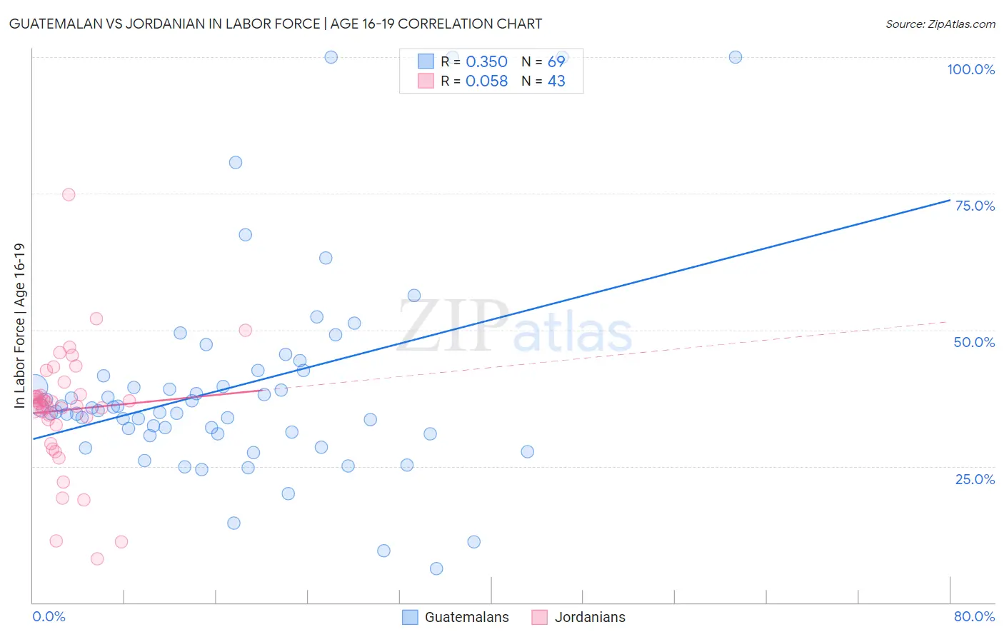 Guatemalan vs Jordanian In Labor Force | Age 16-19