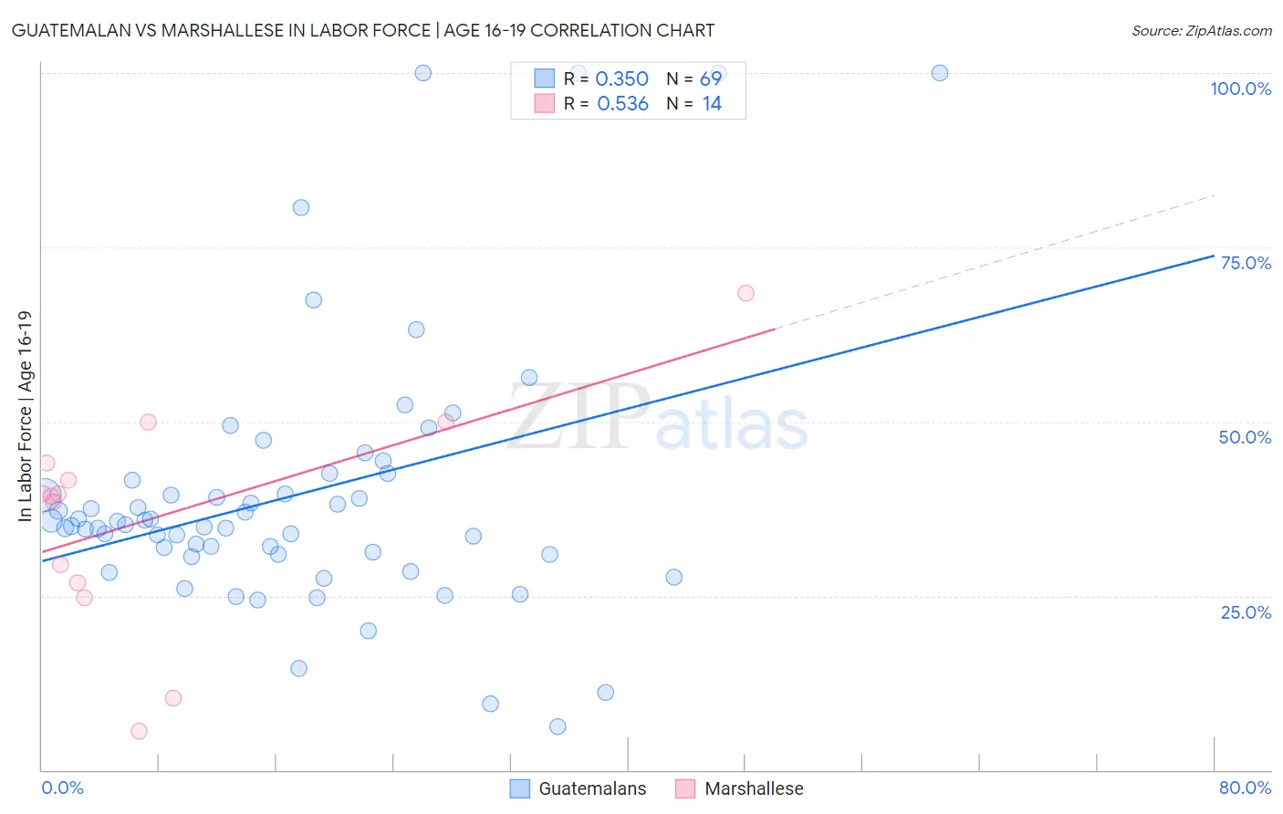 Guatemalan vs Marshallese In Labor Force | Age 16-19