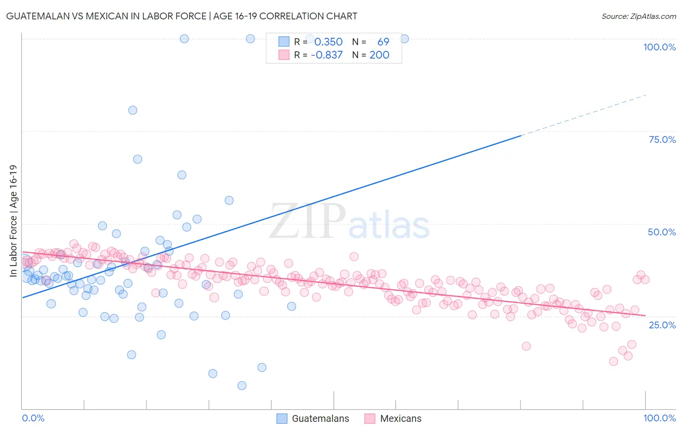 Guatemalan vs Mexican In Labor Force | Age 16-19