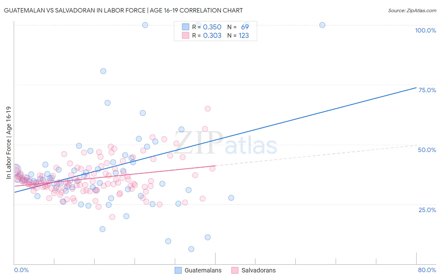 Guatemalan vs Salvadoran In Labor Force | Age 16-19