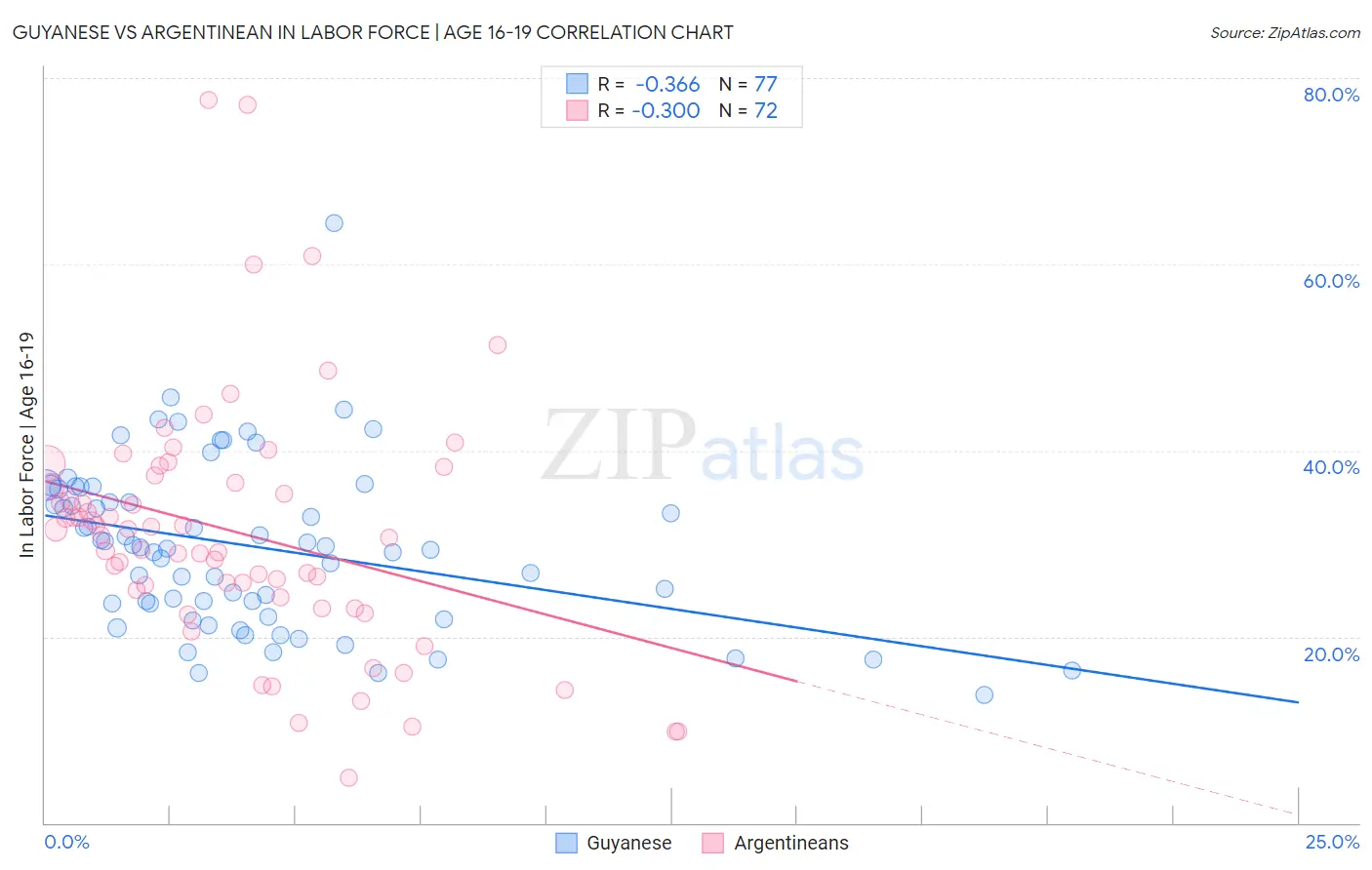 Guyanese vs Argentinean In Labor Force | Age 16-19