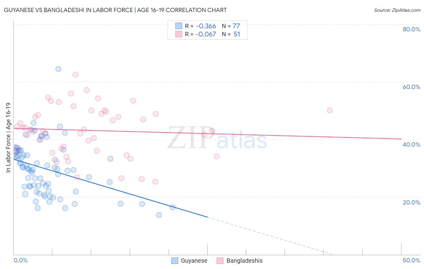 Guyanese vs Bangladeshi In Labor Force | Age 16-19