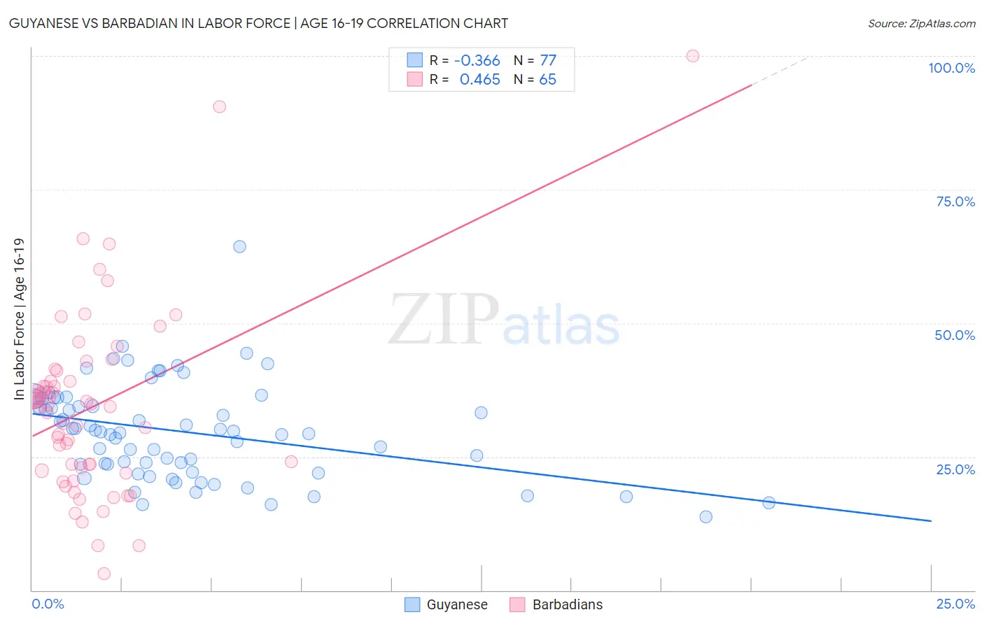 Guyanese vs Barbadian In Labor Force | Age 16-19