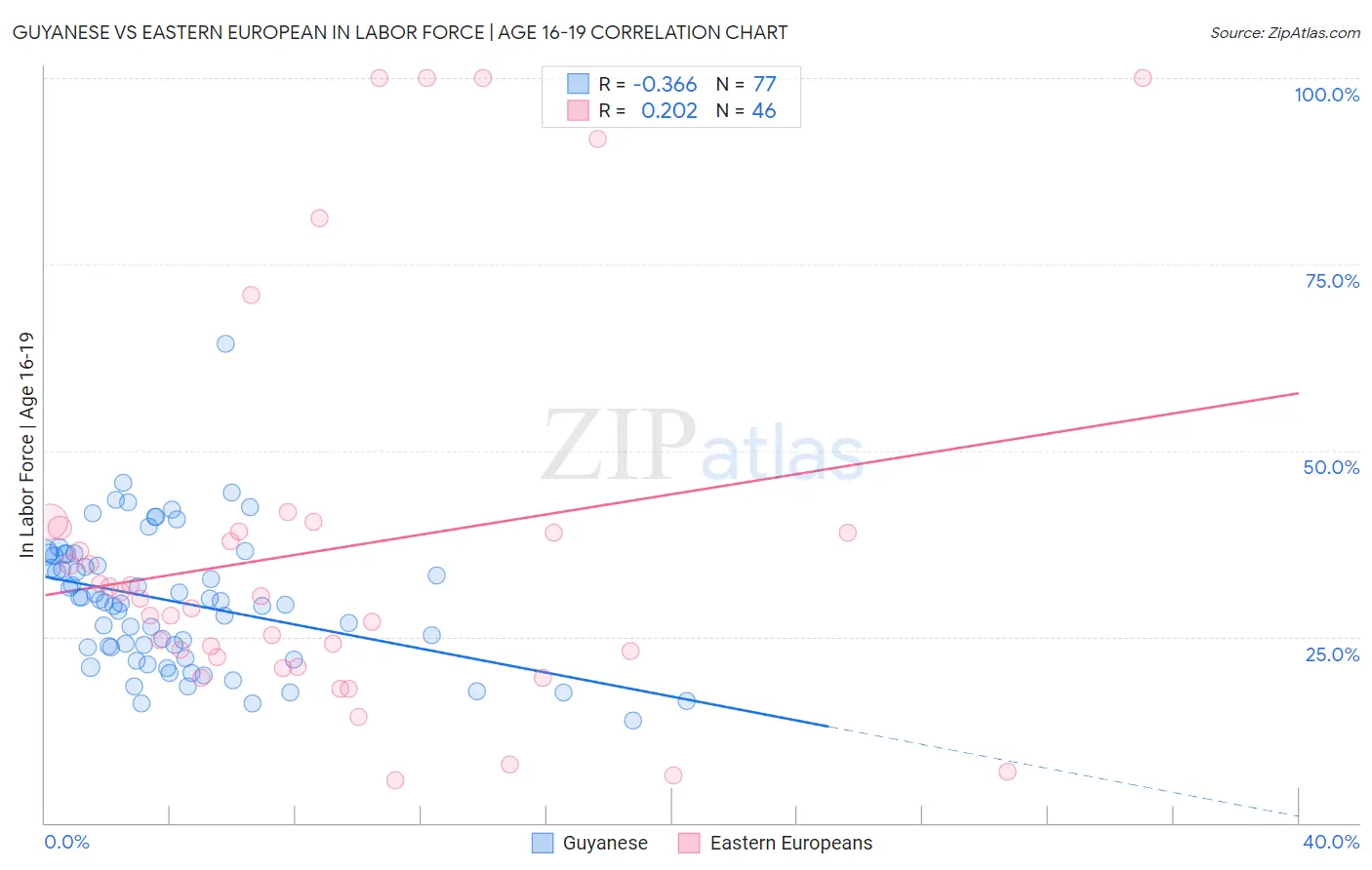 Guyanese vs Eastern European In Labor Force | Age 16-19
